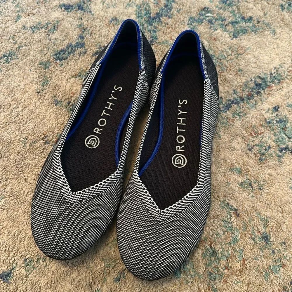 NWOT Rothy’s Birdseye Cloud Gray Round Toe Flats size 7.5 - Picture 2 of 6